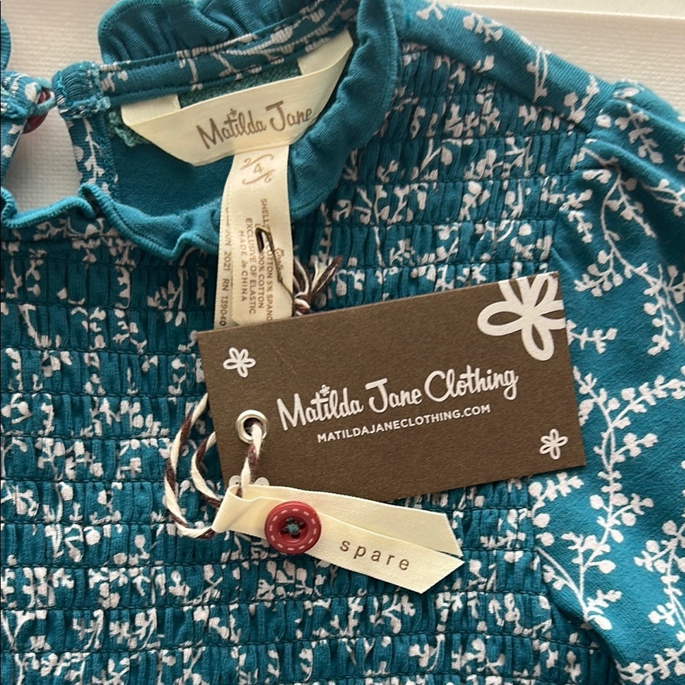 Matilda Jane Just Imagine Zoe Floral Smocked Long Sleeve Girls Dress NWT Size 4 - Picture 2 of 7